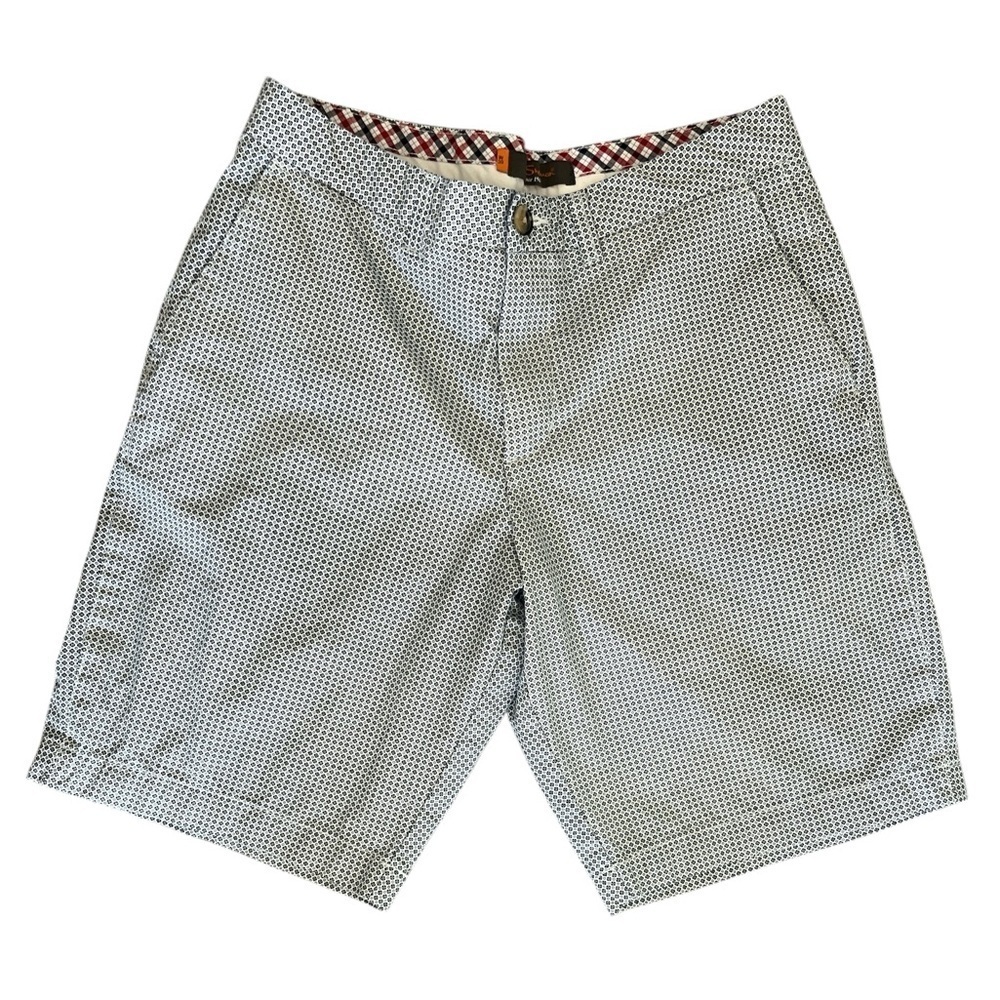 Ben Sherman Men’s 10” Cotton Shorts Navy & White Print Size 30